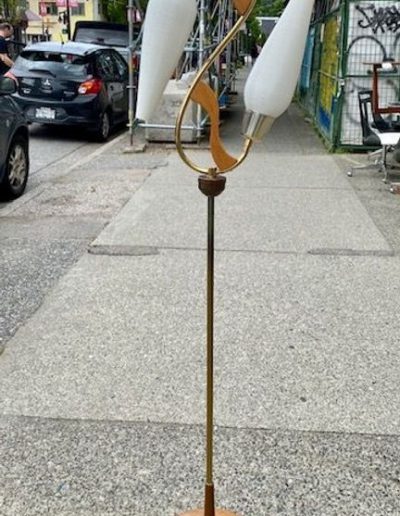 Walnut and Brass Floor Lamp $499