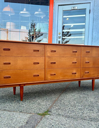 Scandinavian Modern Teak 9 Drawer Dresser