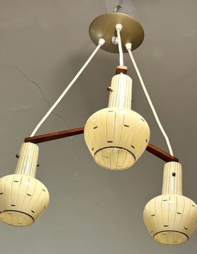 Vintage Teak and Glass Ceiling Fixture