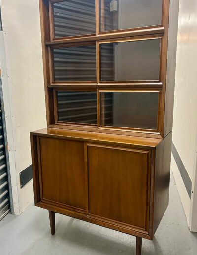 Vintage Walnut 2 piece Display Cabinet