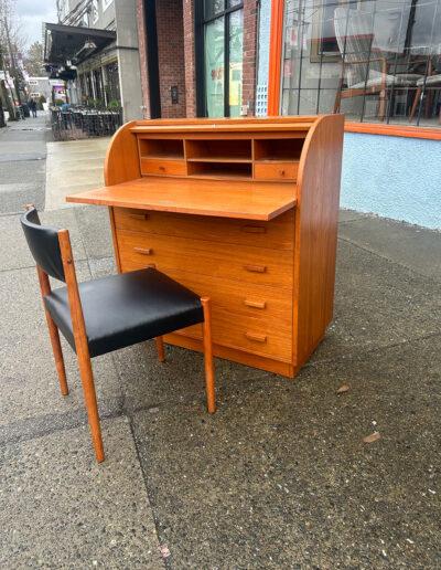 Vintage Teak Roll Top Desk