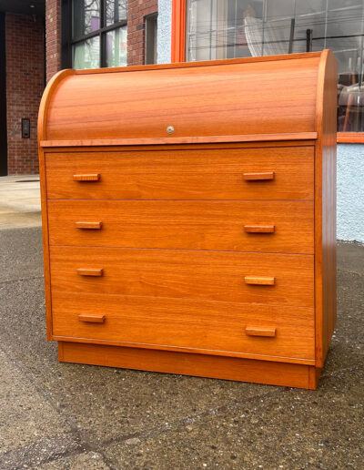 Vintage Teak Roll Top Desk