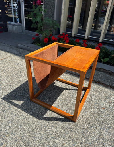 Teak and Suede Side Table